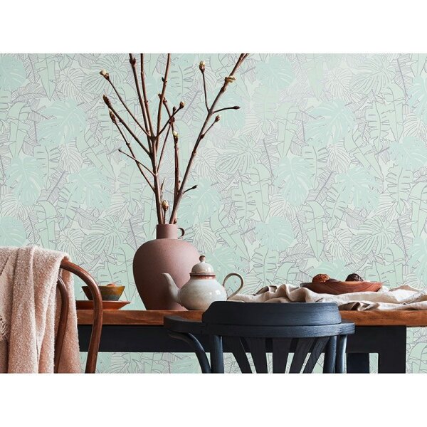 Tapete Grau, Silber, Grün livingwalls Vliestapete (389054)