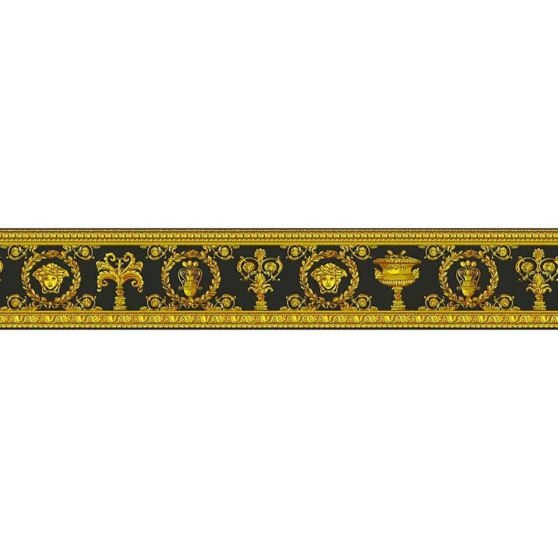 Bordüre Schwarz, Anthrazit, Gold, Kupfer VERSACE Vlies (343051)