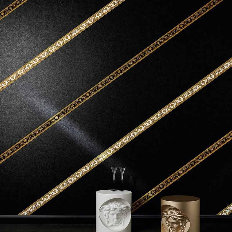 Bordüre Schwarz, Anthrazit, Gold, Kupfer VERSACE Vlies (343051)