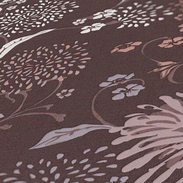 Tapete Braun, Grau, Silber, Pastellfarben, Rosa, Rose livingwalls Vliestapete (389003)