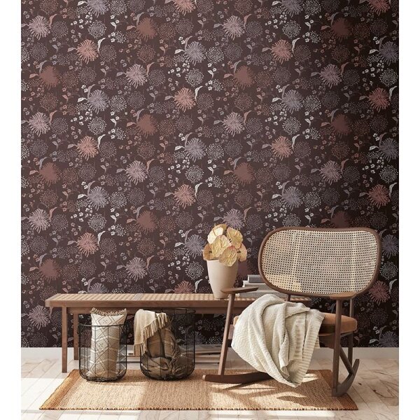 Tapete Braun, Grau, Silber, Pastellfarben, Rosa, Rose livingwalls Vliestapete (389003)