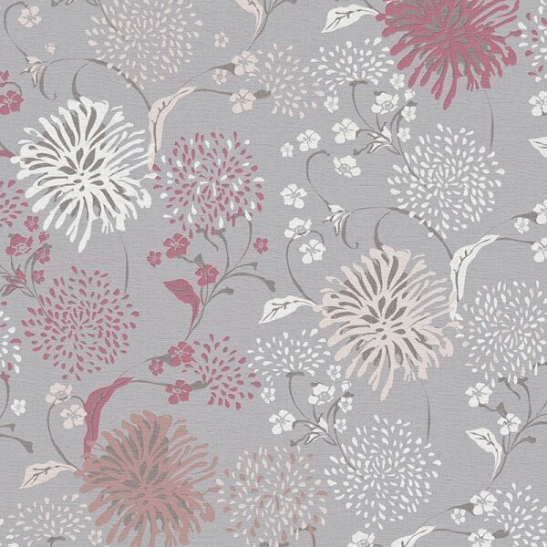 Tapete Braun, Grau, Silber, Pastellfarben, Rosa, Rose livingwalls Vliestapete (389002)