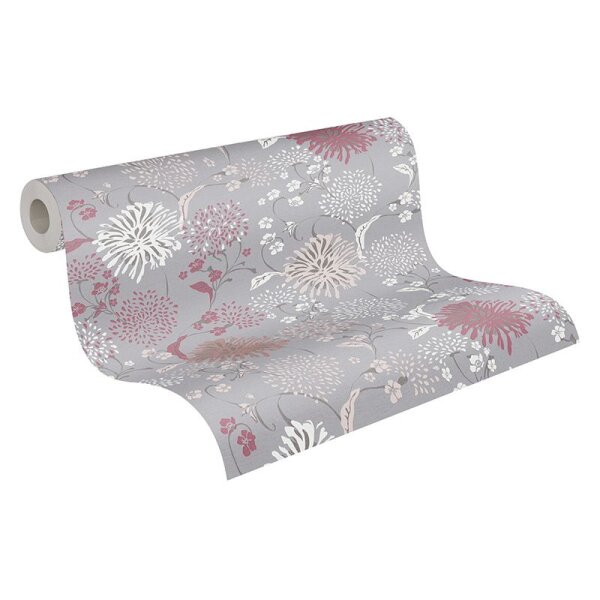 Tapete Braun, Grau, Silber, Pastellfarben, Rosa, Rose livingwalls Vliestapete (389002)