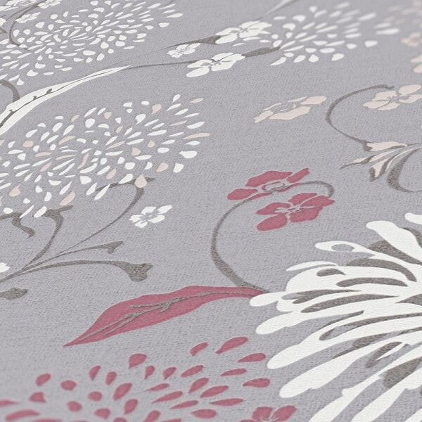 Tapete Braun, Grau, Silber, Pastellfarben, Rosa, Rose livingwalls Vliestapete (389002)