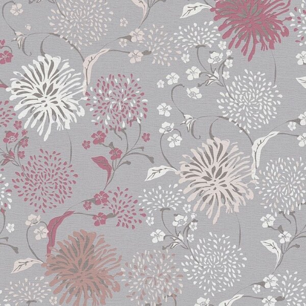 Tapete Braun, Grau, Silber, Pastellfarben, Rosa, Rose livingwalls Vliestapete (389002)