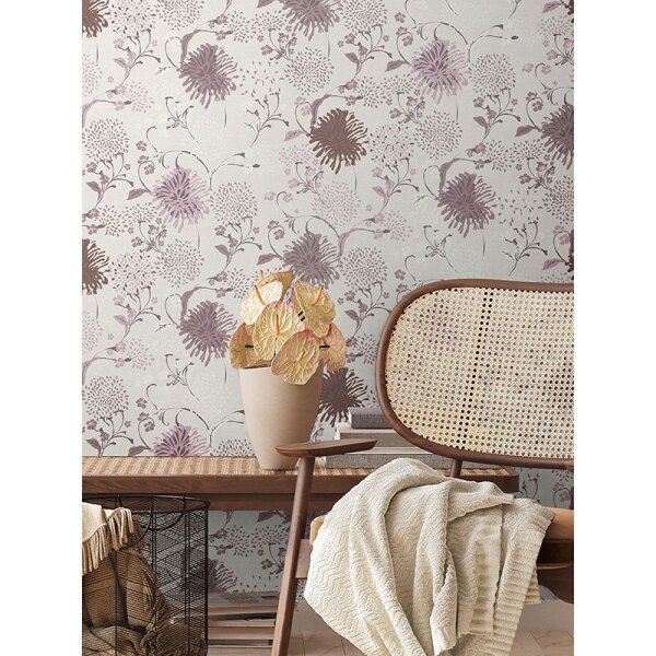 Tapete Braun, Greige, Pastellfarben, Rosa, Rose livingwalls Vliestapete (389001)