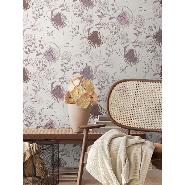 Tapete Braun, Greige, Pastellfarben, Rosa, Rose livingwalls Vliestapete (389001)