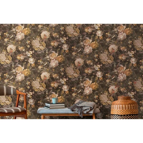 Tapete Gelb, Vanille, Rosa, Rose, Schwarz, Anthrazit AS-Creation Vliestapete (388212)