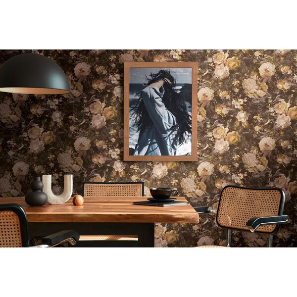 Tapete Gelb, Vanille, Rosa, Rose, Schwarz, Anthrazit AS-Creation Vliestapete (388212)