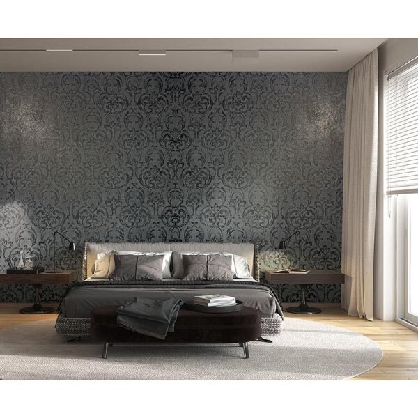 Tapete Schwarz, Anthrazit Novamur Vliestapete (82391)