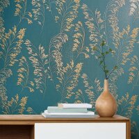 Tapete Blau, Gold, Gr&uuml;n, Kupfer, Petrol Novamur...