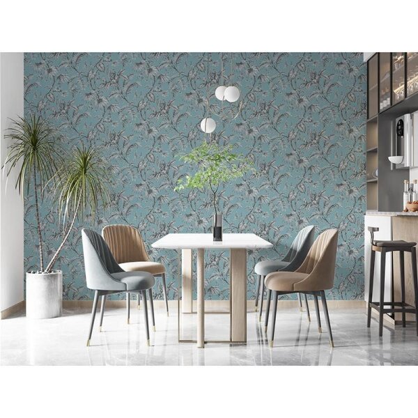 Tapete Blau, Schwarz-Weiß Novamur Vliestapete (82340)