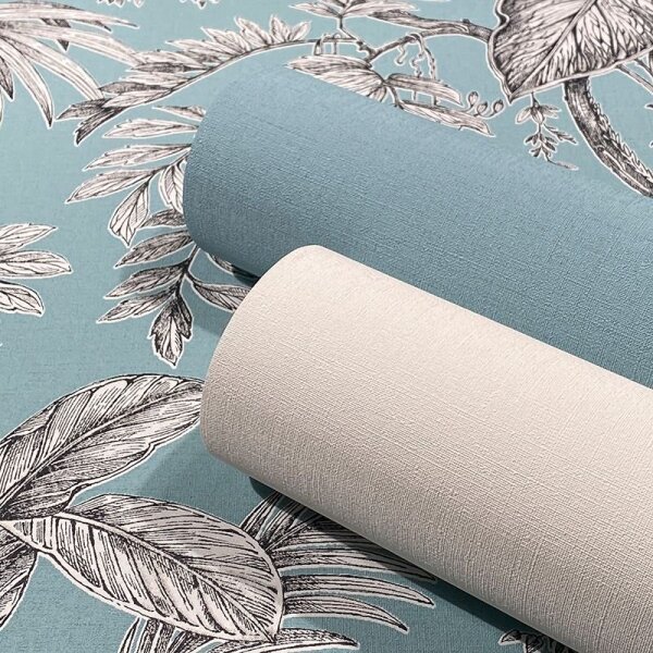 Tapete Blau, Schwarz-Weiß Novamur Vliestapete (82340)