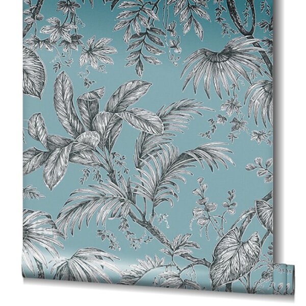 Tapete Blau, Schwarz-Weiß Novamur Vliestapete (82340)