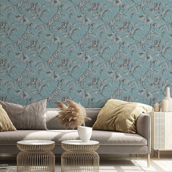 Tapete Blau, Schwarz-Weiß Novamur Vliestapete (82340)