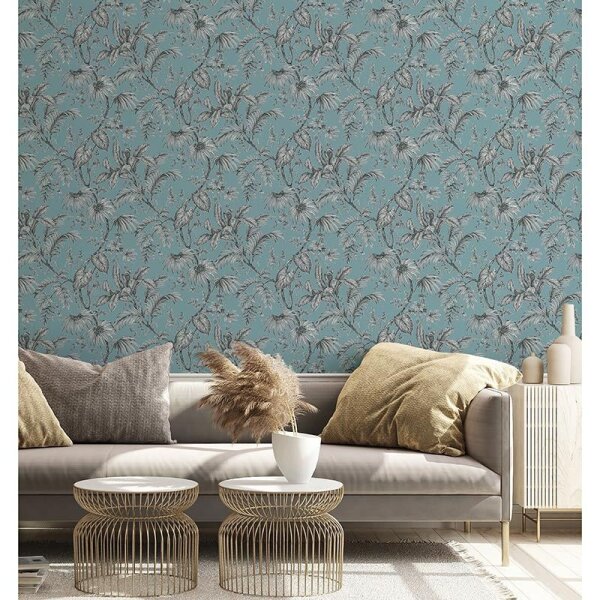 Tapete Blau, Schwarz-Weiß Novamur Vliestapete (82340)