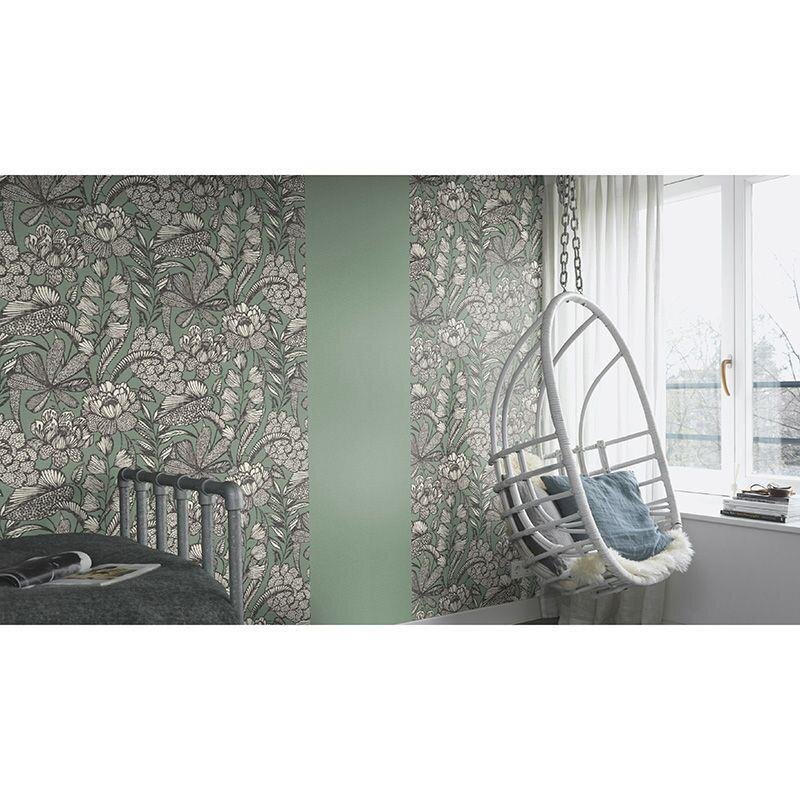 Tapete Grün, Schwarz, Anthrazit Rasch Vliestapete (555356)