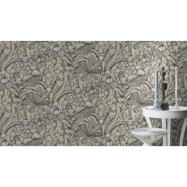 Tapete Greige, Schwarz, Anthrazit Rasch Vliestapete (555332)