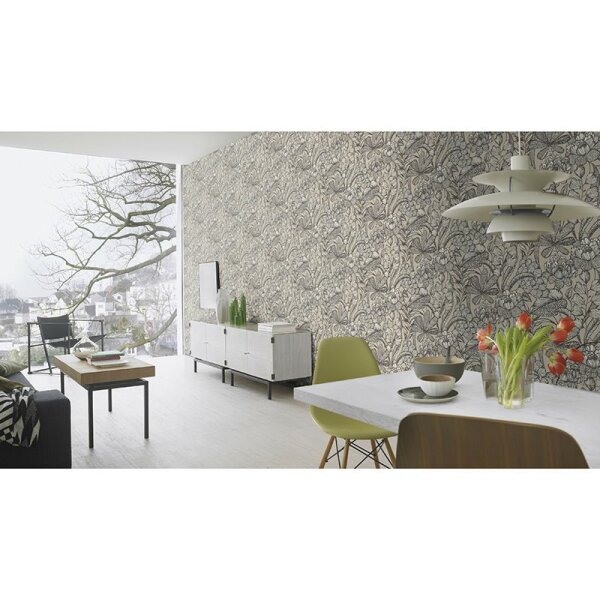 Tapete Greige, Schwarz, Anthrazit Rasch Vliestapete (555332)