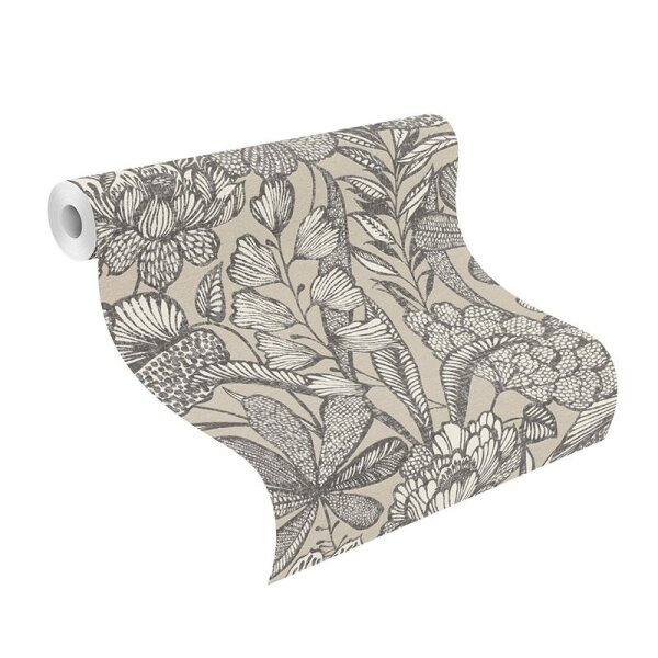 Tapete Greige, Schwarz, Anthrazit Rasch Vliestapete (555332)