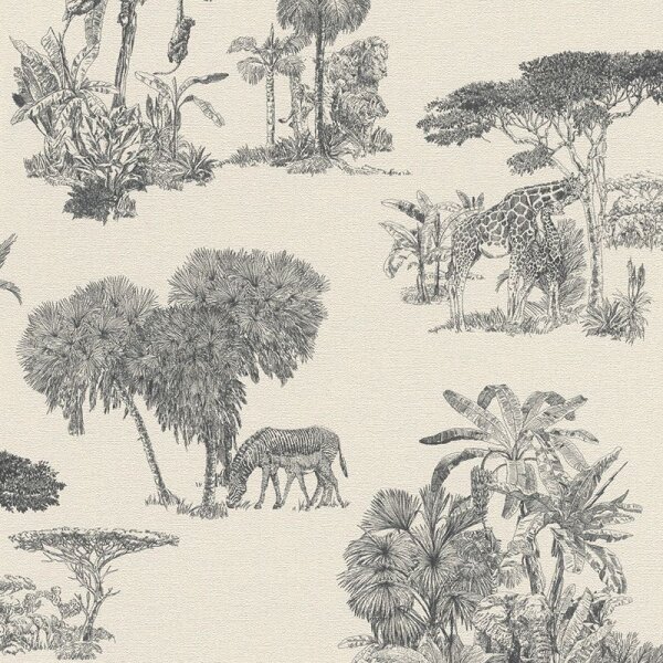 Tapete Schwarz-Weiß Rasch Vliestapete (555028)