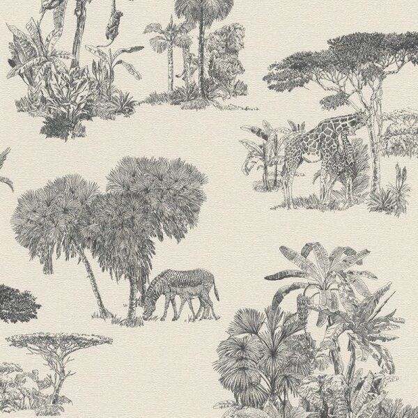 Tapete Schwarz-Weiß Rasch Vliestapete (555028)