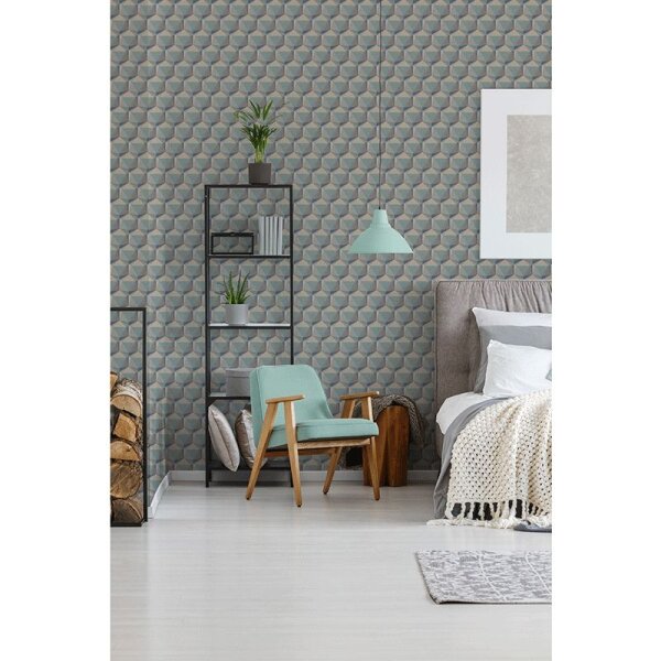 Tapete Beige, Creme, Blau, Braun, Grün Private Walls Vliestapete (387484)