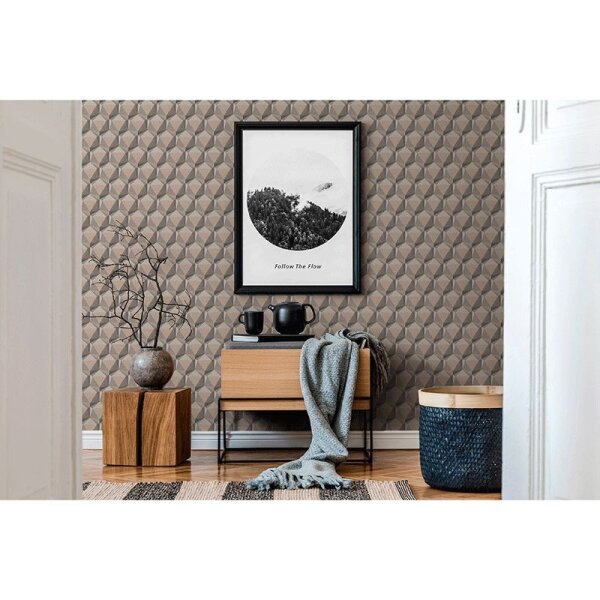 Tapete Braun, Grau, Silber, Greige Private Walls Vliestapete (387481)