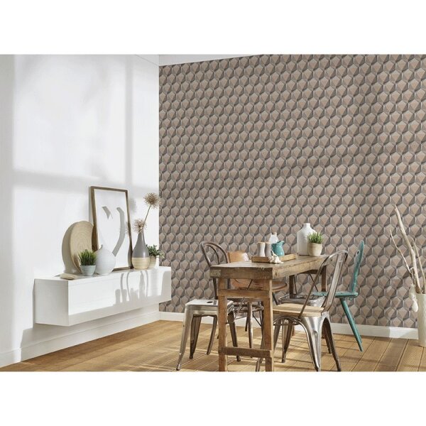 Tapete Braun, Grau, Silber, Greige Private Walls Vliestapete (387481)