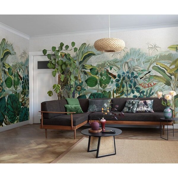 Digitaldruck-Tapete Beige, Creme, Blau, Grün, Petrol Rasch (543650)