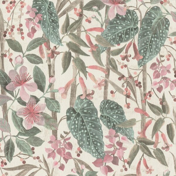 Tapete Braun, Grün, Rosa, Rose Rasch Vliestapete (538212)