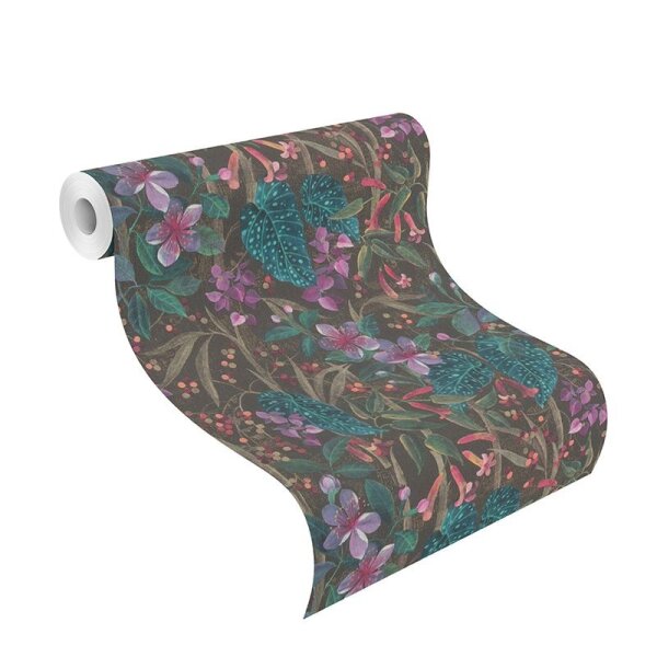 Tapete Braun, Grün, Lila, Flieder, Rosa, Rose Rasch Vliestapete (538236)