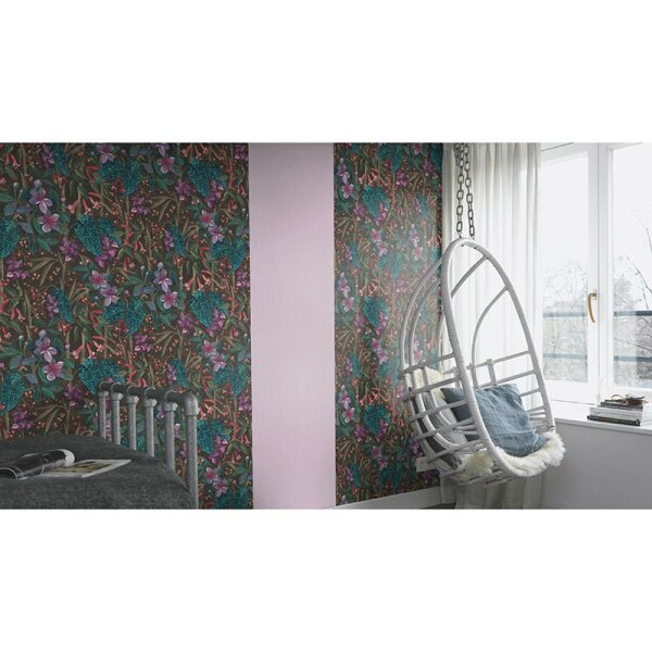 Tapete Braun, Grün, Lila, Flieder, Rosa, Rose Rasch Vliestapete (538236)