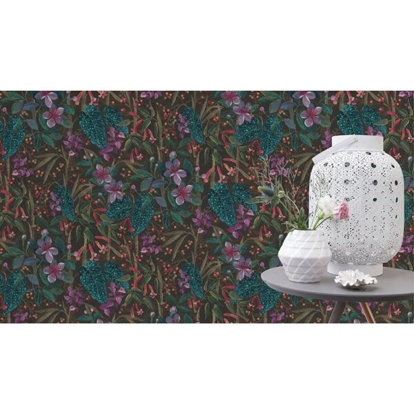 Tapete Braun, Grün, Lila, Flieder, Rosa, Rose Rasch Vliestapete (538236)