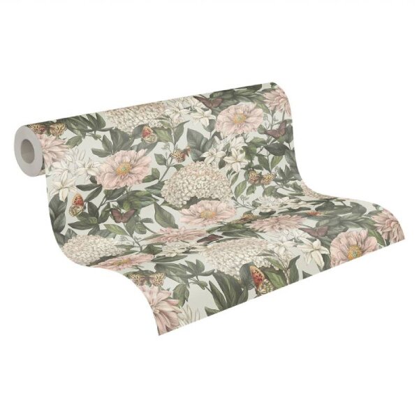 Tapete Grau, Grün, Rosa, Weiß livingwalls Vliestapete (394264)