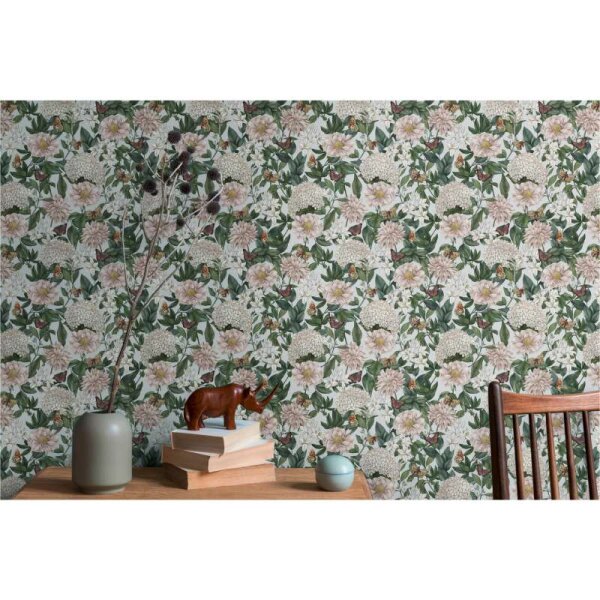 Tapete Grau, Grün, Rosa, Weiß livingwalls Vliestapete (394264)