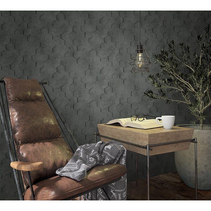 Tapete Grau, Silber, Schwarz, Anthrazit Marburg Vliestapete (34161)