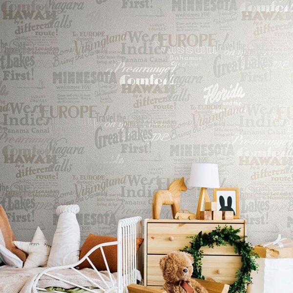 Tapete Beige, Creme, Grau, Silber, Weiß Novamur Vliestapete (82326)