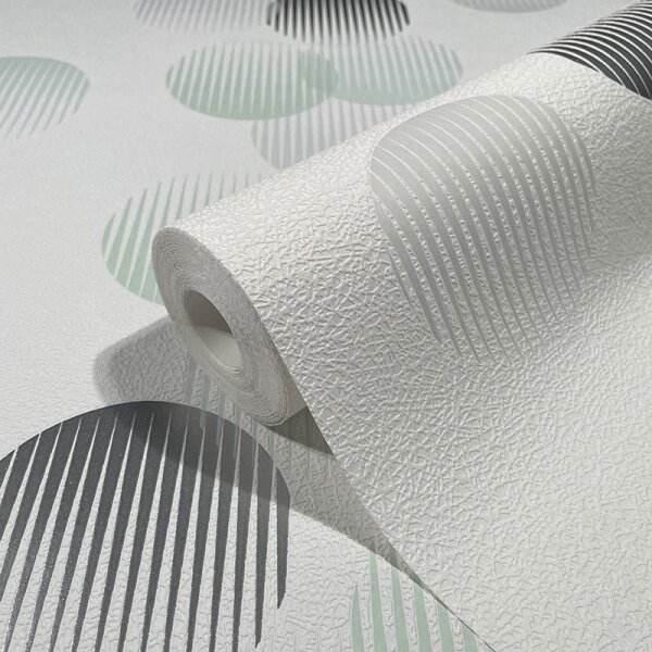 Tapete Grau, Silber, Grün, Weiß Novamur Vliestapete (82324)