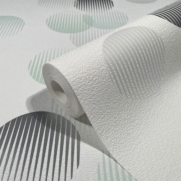 Tapete Grau, Silber, Grün, Weiß Novamur Vliestapete (82324)