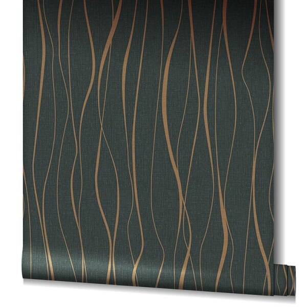 Tapete Gold, Kupfer, Schwarz, Anthrazit Novamur Vliestapete (82322)