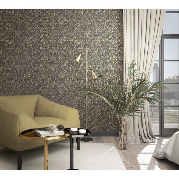 Tapete Gold, Kupfer, Schwarz, Anthrazit Marburg Vliestapete (34297)