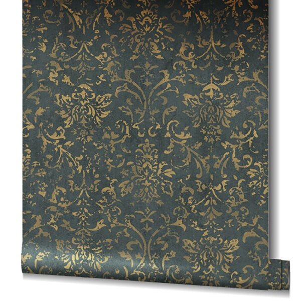 Tapete Gold, Kupfer, Schwarz, Anthrazit Marburg Vliestapete (34297)