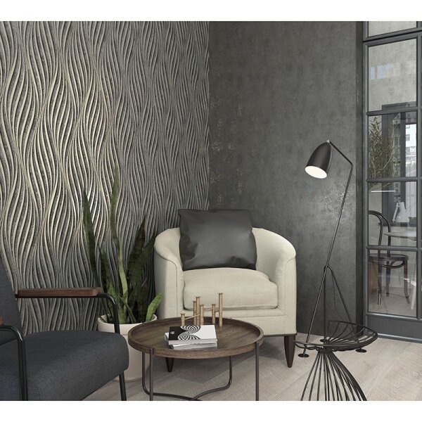 Tapete Grau, Silber, Schwarz, Anthrazit Marburg Vliestapete (34264)