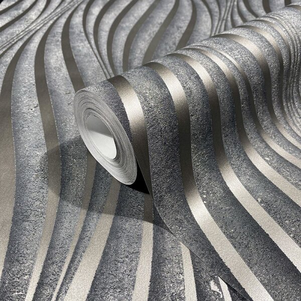 Tapete Grau, Silber, Schwarz, Anthrazit Marburg Vliestapete (34264)