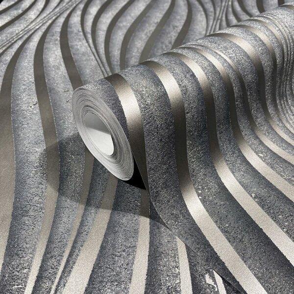 Tapete Grau, Silber, Schwarz, Anthrazit Marburg Vliestapete (34264)