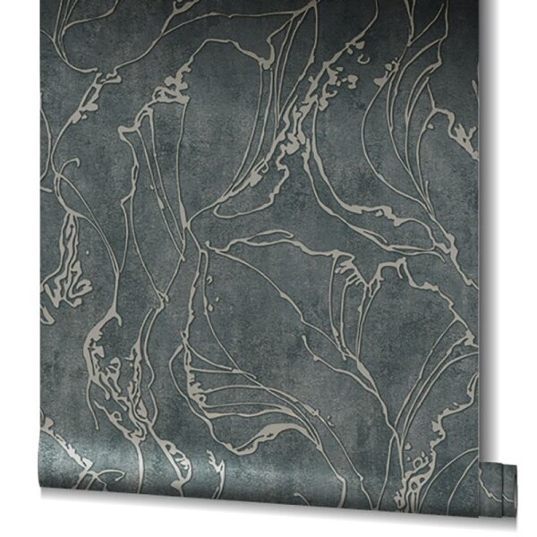 Tapete Grau, Silber, Schwarz, Anthrazit Marburg Vliestapete (34257)