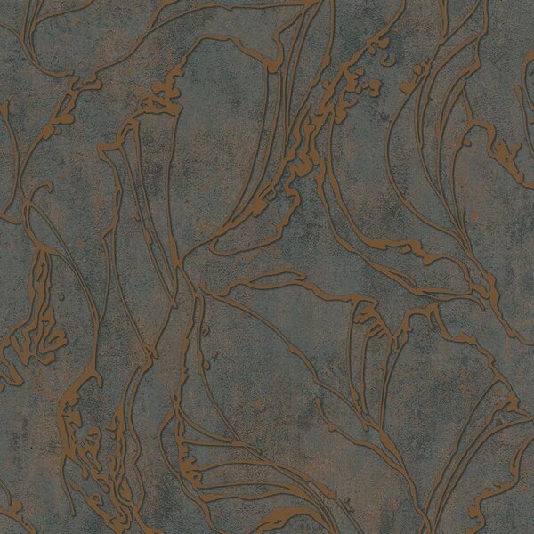 Tapete Gold, Kupfer, Schwarz, Anthrazit Marburg Vliestapete (34256)