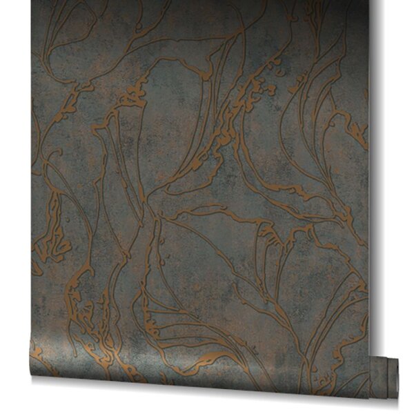 Tapete Gold, Kupfer, Schwarz, Anthrazit Marburg Vliestapete (34256)