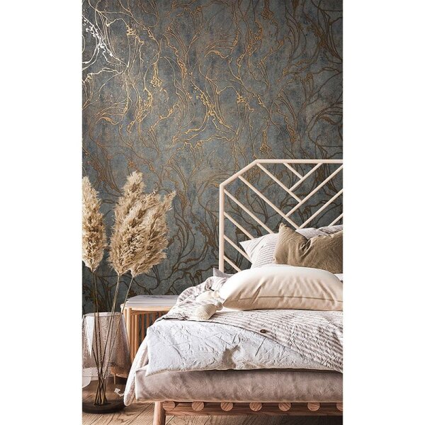 Tapete Gold, Kupfer, Schwarz, Anthrazit Marburg Vliestapete (34256)